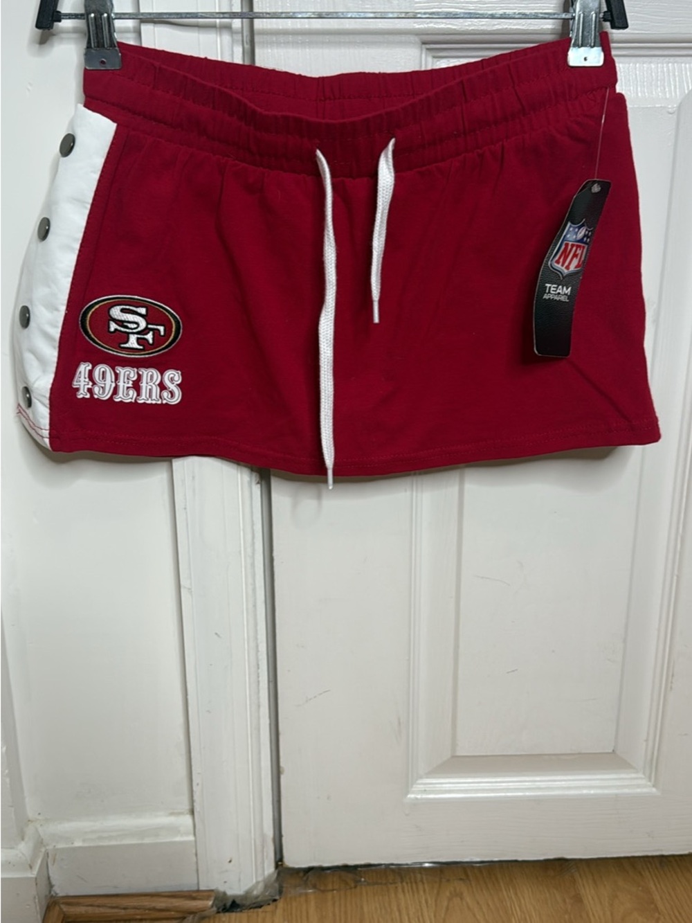 NFL San Francisco 49ers Red Drawstring Skort with White Side Panels